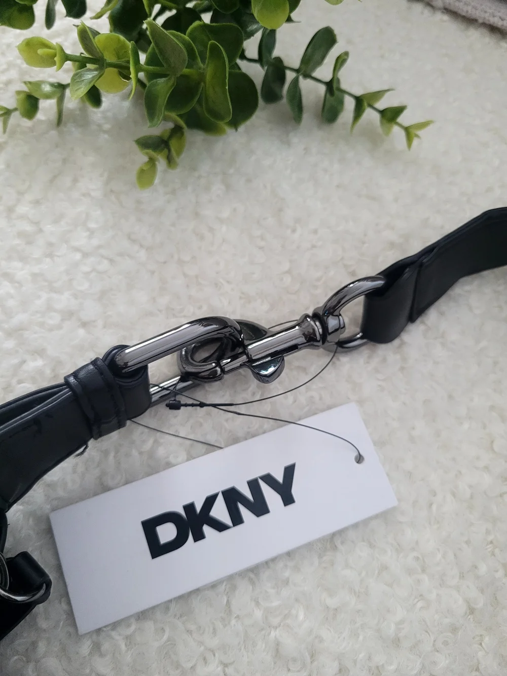 DKNY Black Pebbled Leather Hobo Shoulder Bag with Silver Hardware